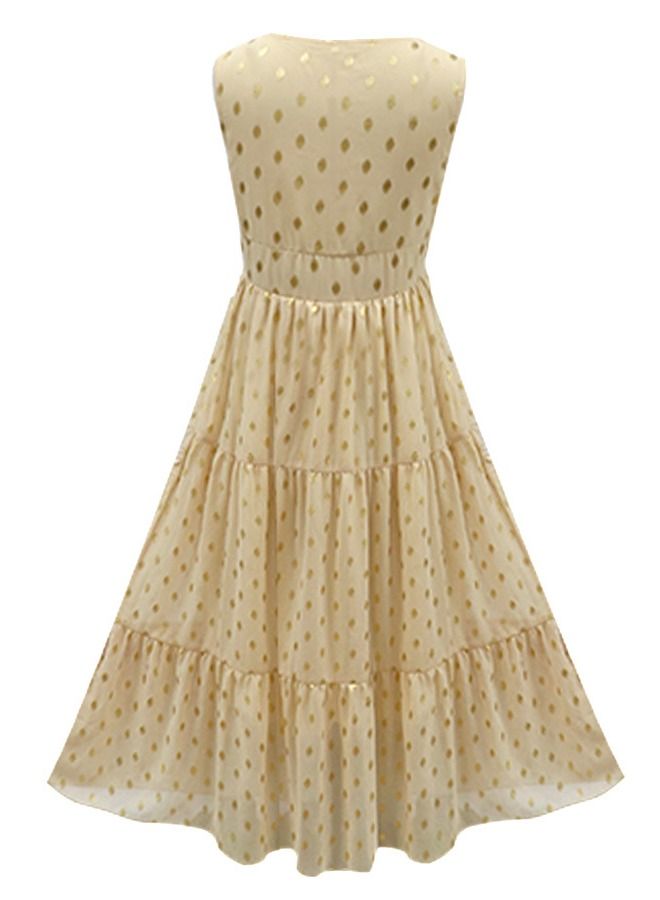 Loquat Deep V Pleated Dress Gold  - Image 2