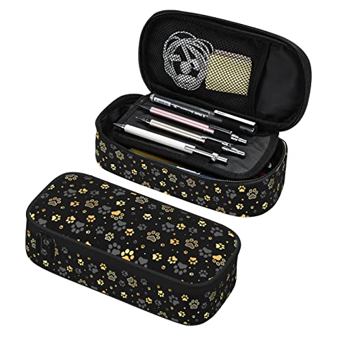 Perinsto Golden Dogs Animal Paws Pencil Case Big Capacity Multi Compartment Stationery Box Pencil Pouch Holder Desk Organizer For School Office Home - Image 1