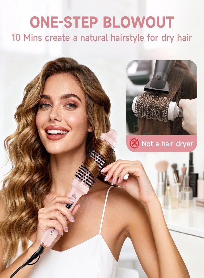 FLYZEMAA Thermal Brush, FLYZEMAA 1.5 Inch Heated Round Brush for Long Dry Hair, Heated Brushes Straightener with 3 Temp Settings, Blowout Brushes for Curling & Volumizing, Anti-Scald Nylon Bristles(Pink) - Image 2