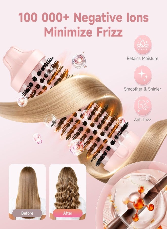 FLYZEMAA Thermal Brush, FLYZEMAA 1.5 Inch Heated Round Brush for Long Dry Hair, Heated Brushes Straightener with 3 Temp Settings, Blowout Brushes for Curling & Volumizing, Anti-Scald Nylon Bristles(Pink) - Image 5
