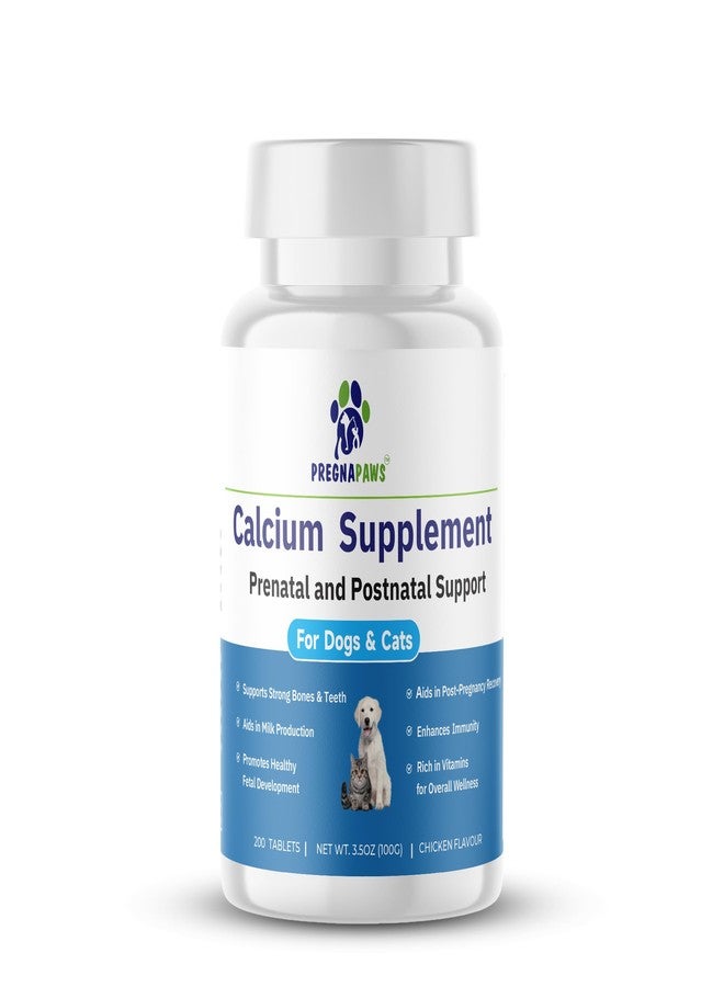 PregnaPaws Calcium for Dogs & Cats – Prenatal & Postnatal Support – Promotes Healthy Puppies & Kittens – 200 Chicken Flavor Tablets - Image 1