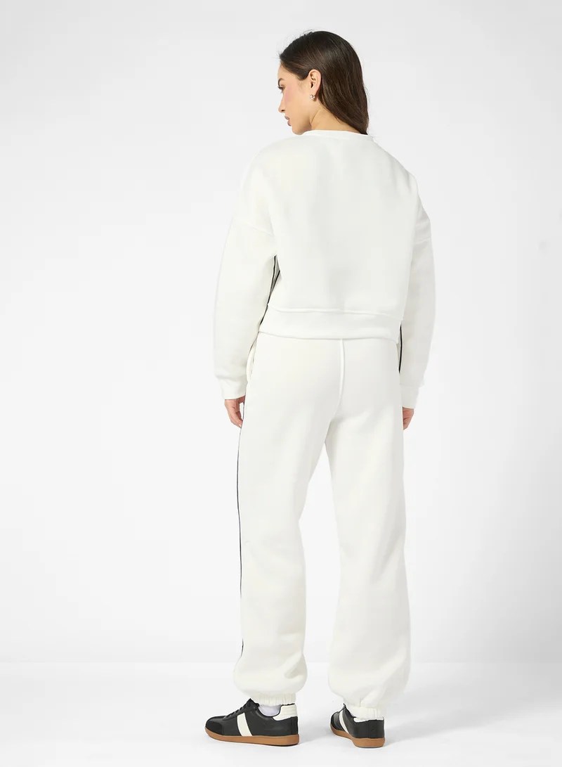 جينجر Oversize Contrast Trim Detail Sweat Set