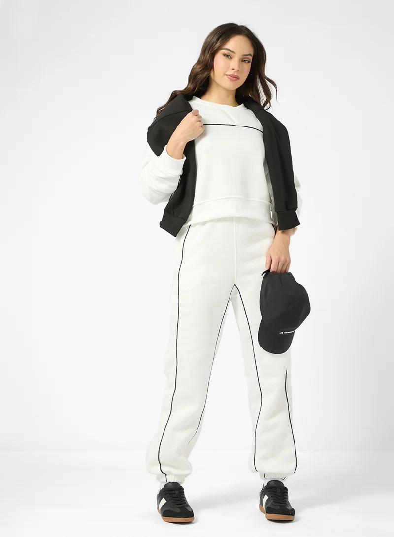 Ginger Oversize Contrast Trim Detail Sweat Set