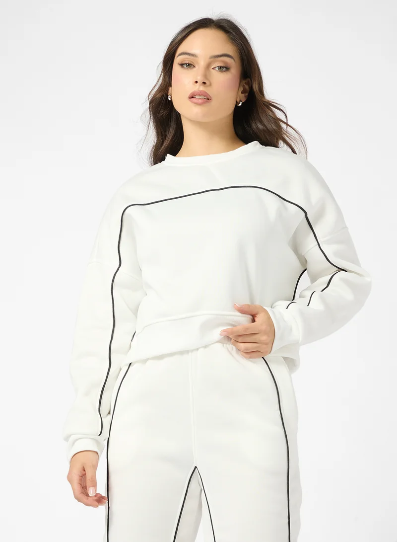 Ginger Oversize Contrast Trim Detail Sweat Set