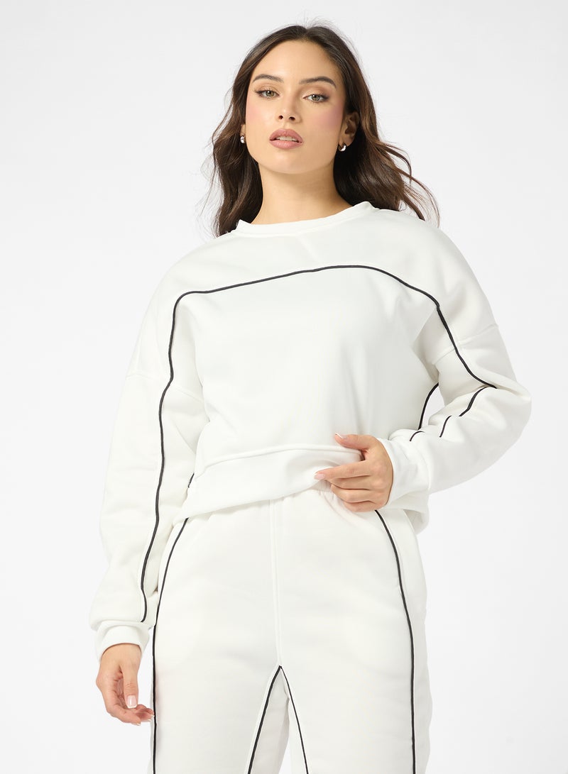 Ginger Oversize Contrast Trim Detail Sweat Set - Image 3