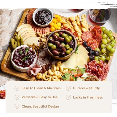 HOMESPHERE Acacia Wood Cake Stand with Lid - Rectangular Cake Holder, 2-in-1 Dessert Table Display Set & Charcuterie Board for Cheese, Chips, Fruit Platter, Large Acrylic Cake Dome Cover, No Glass - Image 4