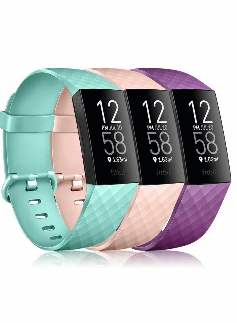 Excefore Replacement Bands Compatible with Fitbit Charge 4/3, 3 Pcs Silicone Fitness Sport Wristbands - Image 1