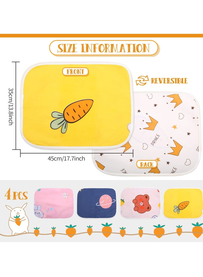 KASTWAVE 4 Pcs Cage Liner Washable Fleece Cage Liners Pee Pad Anti Slip for Reusable Hamsters Rabbits Small Animals Super Absorbent  - Image 4