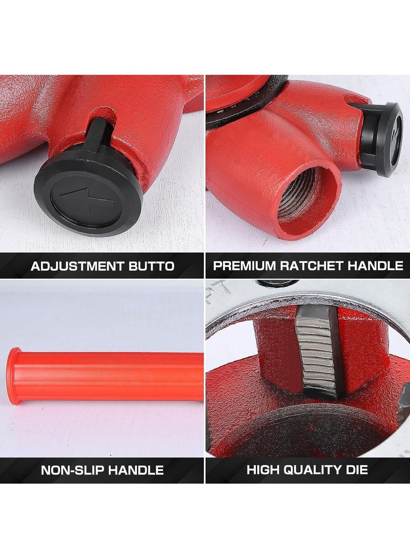 6PCS Ratchet Pipe Threader Kit – Portable Hand Pipe Threading Tool with Handle & Case, 6 Dies (1/4" 3/8" 1/2" 3/4" 1" 11/4") for Plumbing & DIY - Image 4