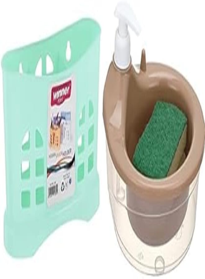 max plast MaxBlast Plastic Spoon Holder, Assorted Colors - 7.75 x 4 Inches + Maxblast soap dispenser and dispenser pump - multi