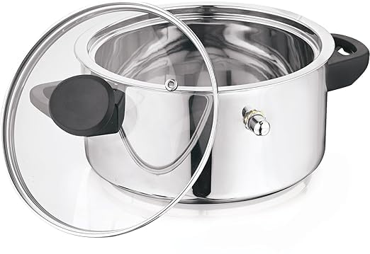 NanoNine NanoNine Double Wall Milk Boiler with Glass Lid 1 LTR. : Efficient and Safe Stainless Steel Design for Perfectly Steamed Milk Every Time - Image 1