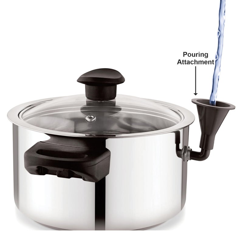 NanoNine NanoNine Double Wall Milk Boiler with Glass Lid 1 LTR. : Efficient and Safe Stainless Steel Design for Perfectly Steamed Milk Every Time - Image 5