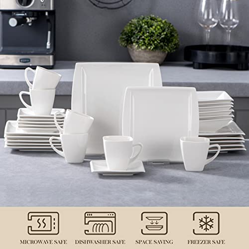 MALACASA Plates and Bowls Sets, Square Dinnerware Sets for 6 (30pcs), Series Blance - Image 4