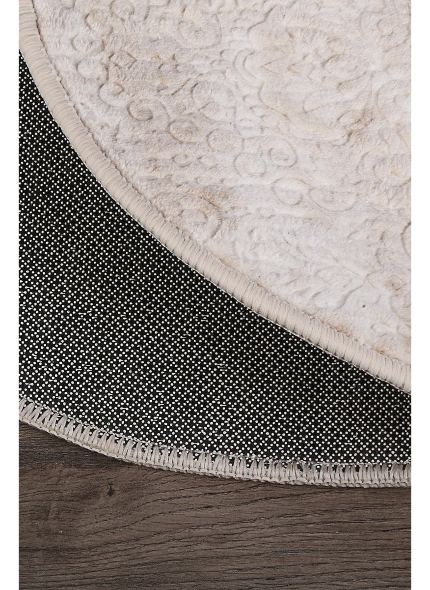 Bonny Home Nova Cream Oval 60X100 + 50X60 cm 2-Piece Bathroom Mat Set Non-Slip Based Washable Toilet Seat Set  - Image 4