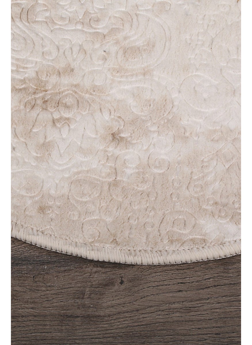 Bonny Home Nova Cream Oval 60X100 + 50X60 cm 2-Piece Bathroom Mat Set Non-Slip Based Washable Toilet Seat Set  - Image 2