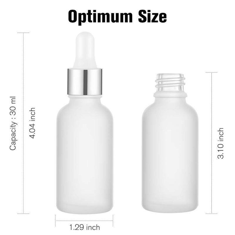 PrettyCare Eye Dropper Bottles 1oz 4 Pack (Frosted Glass Bottle 30ml with Sliver Caps, 12 Lables & Funnel) Cosmetic Sample Container for Essential Oils, Perfume - Image 5