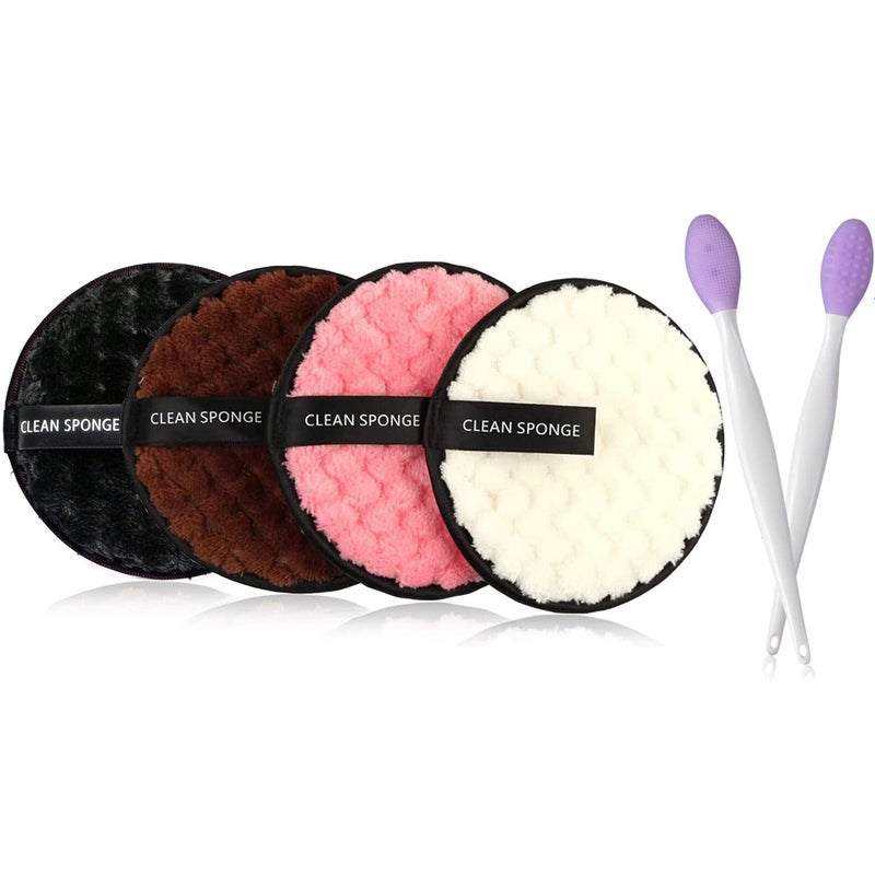 450 Reusable Makeup Remover Pads 4 pcs Set | Include a Silicon Lip brush | Eco Friendly Reusable Face Pads Suitable For All Skin- Eye Makeup Remover Pads