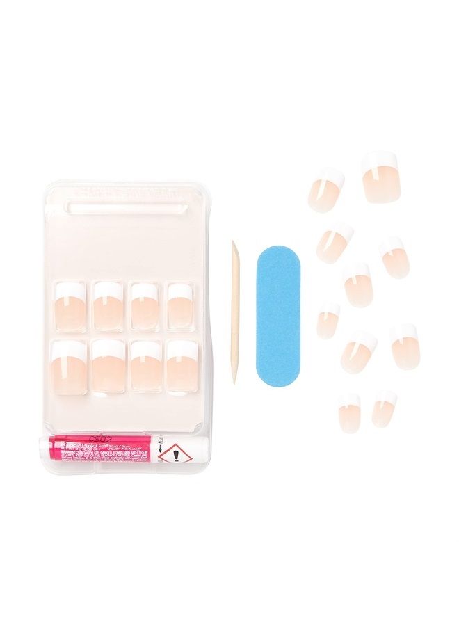 KISS Salon Acrylic French Manicure Set, Style “Rumor Mill”, Nail Kit Includes Pink Gel Nail Glue (Net Wt. 2 g / 0.07oz.), Mini Nail File, Manicure Stick, and 28 Fake Nails  - Image 2