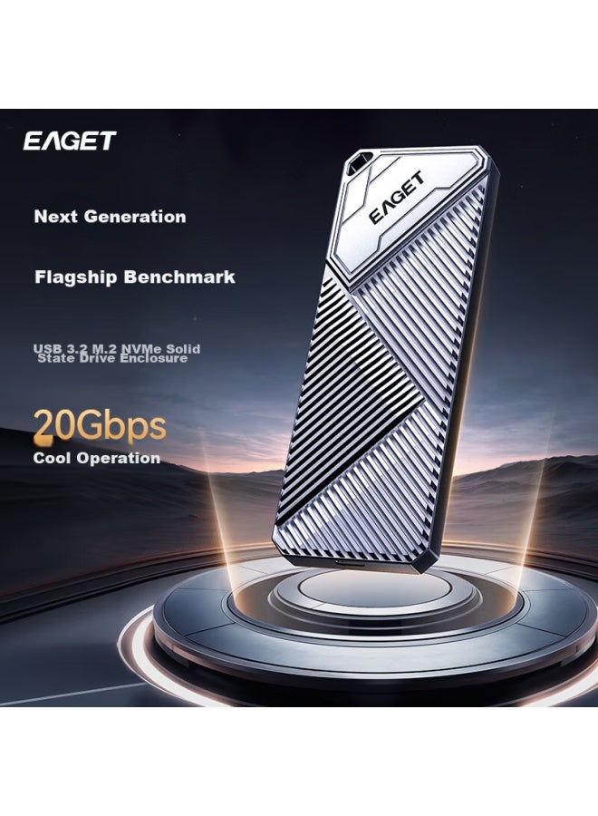EAGET Yijie M.2 Nvme Portable Hard Drive Enclosure, Usb-c 3.2 Interface, Ssd Enclosure, 20gbps, For Desktop And Laptop, Type-c External Hard Drive Case - Image 4