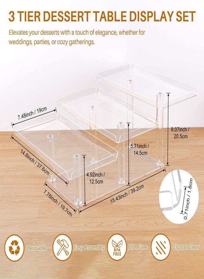 Boxalls Dessert Table Display Set 3 Tier, Clear Acrylic Stands for Cupcakes Dessert Pastry Food Treat, Tiered Buffet Risers Platter Serving Trays for Wedding Birthday Party - Image 4