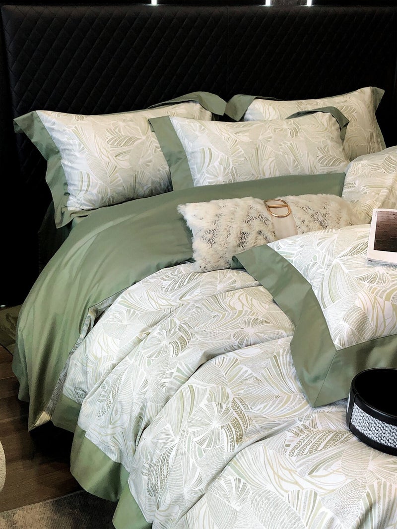 Premium Vintage Style 100S Long-Staple Cotton Bedding Set - All-Season Gray Floral Pattern - Image 4