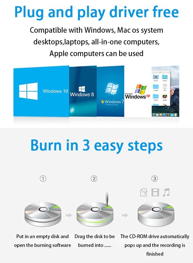 Arabest External DVD Burner Multi-function SD Card Usb Port Extension External External Burning Optical Drive - Image 4