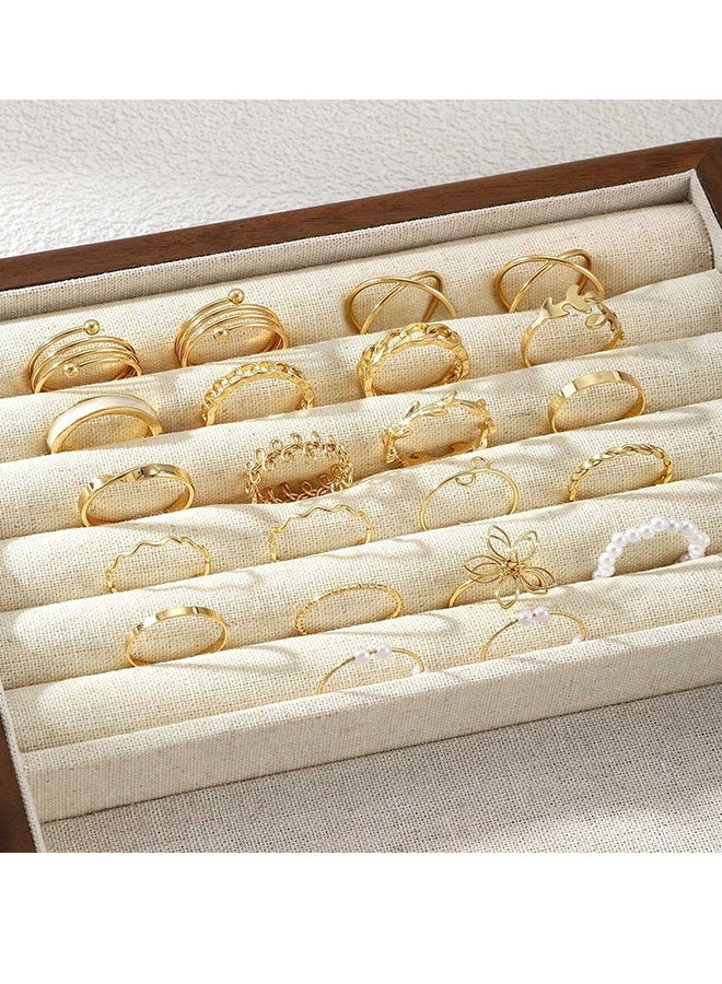 هابي دي مجموعة خواتم معدنية عصرية مكونة من 22 قطعة للنساء، تشمل أزهارًا وأوراقًا ولآلئ صناعية، مناسبة للاستخدام اليومي، والمواعدة، والحفلات، والهدايا - Image 2