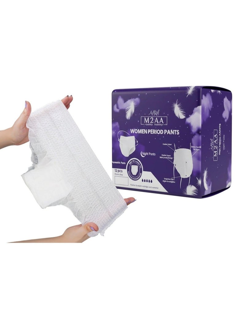 M2AA 12 Packs Disposable  Women Period Pants S/M and M/L Women Menstrual Pants, Maternity Delivery & Postpartum Use - Image 1