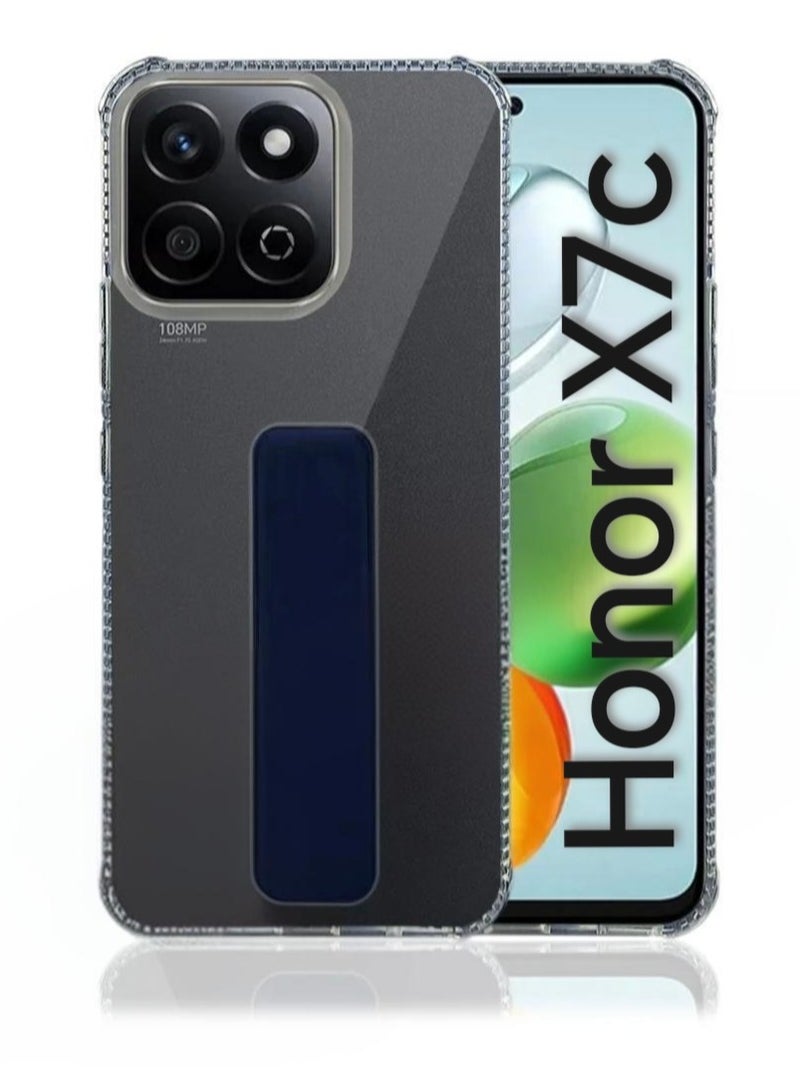 ARMOR Case Cover For Honor X7c With Magnetic Hand Grip 3 in 1 Clear / Blue - Image 1