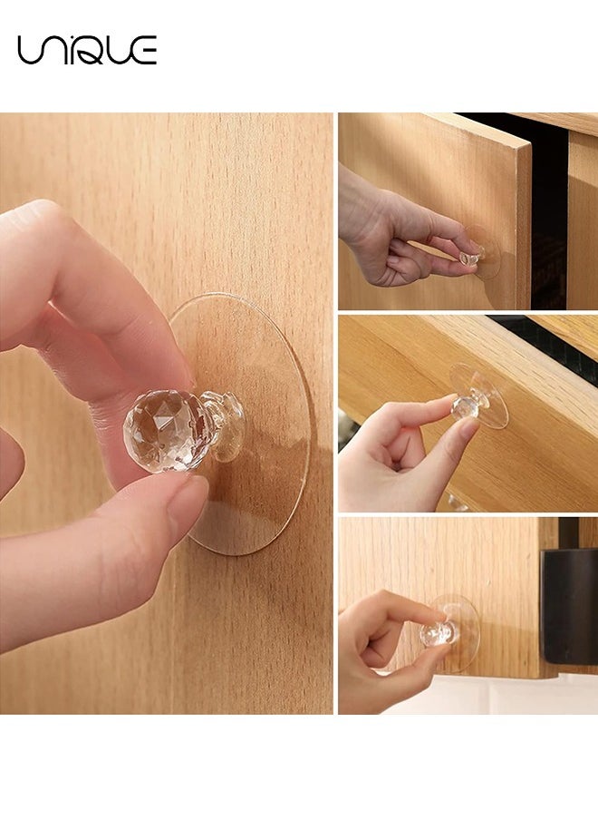 Unique Adhesive Knobs, 8 Pack Cabinet Door Handles, Crystal Door Knobs, Self-Stick Drawer Knobs for Wardrobe,Kitchen Cupboard,Bathroom Dresser, Furniture Door Window,Transparent  - Image 5