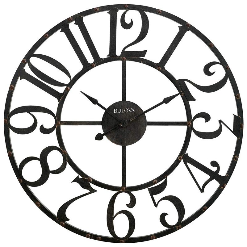 Bulova C4821 Oversize Gabriel Wall Clock, Rustic Brown - Image 1