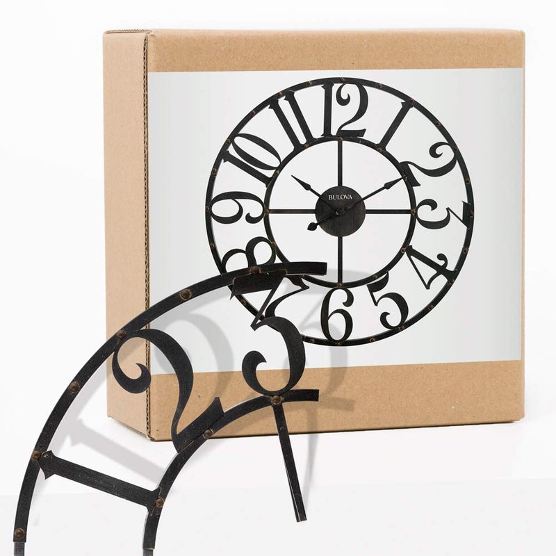 Bulova C4821 Oversize Gabriel Wall Clock, Rustic Brown - Image 3