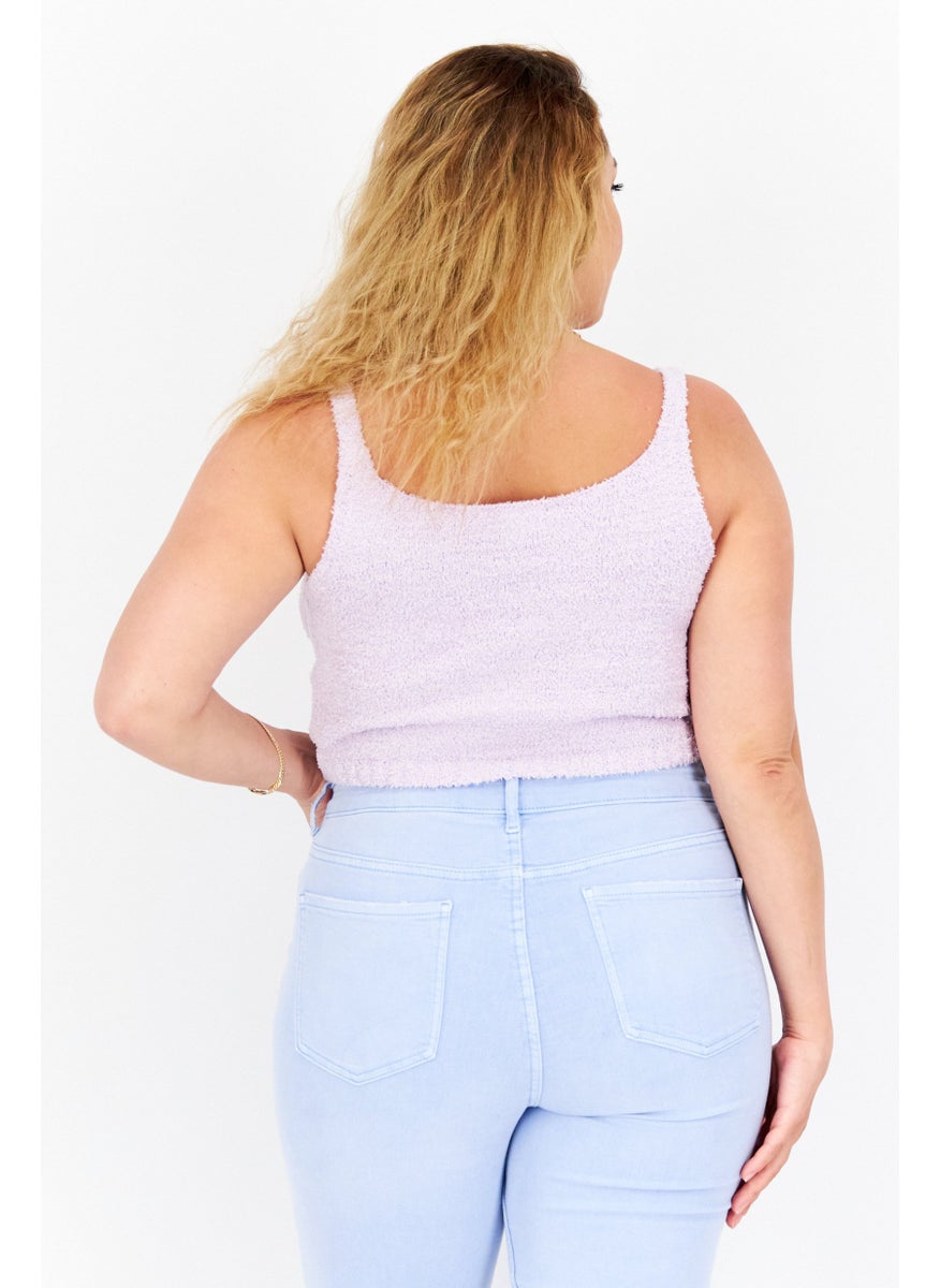 U Brands - Women U-Neckline Sleeveless Textured Tank Top, Lilac - Image 1