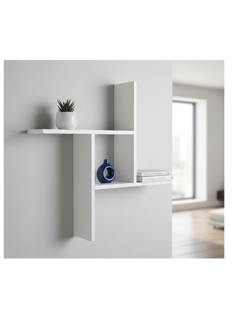 رف جداري، تصميم متقاطع، قطعة واحدة، لون أبيض كريمي - Image 1