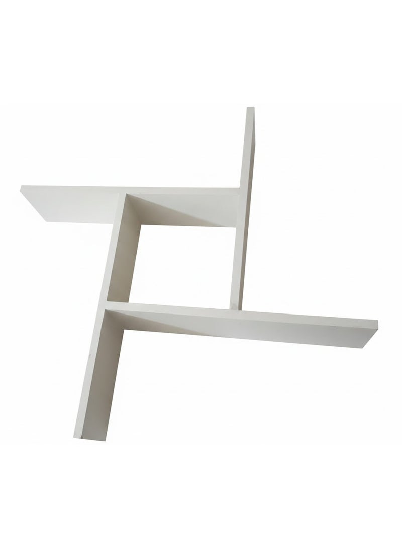 رف جداري، تصميم متقاطع، قطعة واحدة، لون أبيض كريمي - Image 2