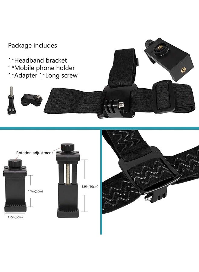 Head-Mounted Mobile Phone Mount, First-Person View Live Shooting Bracket, Head Mount Strap Compatible with iPhone Smartphones(4-7) and Action Camera GoPro - Image 5
