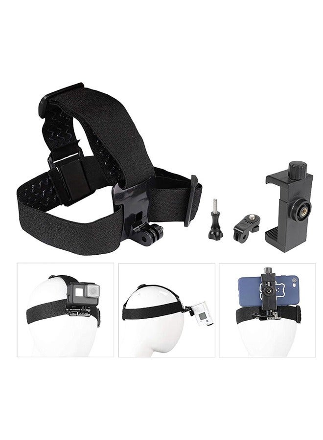 Head-Mounted Mobile Phone Mount, First-Person View Live Shooting Bracket, Head Mount Strap Compatible with iPhone Smartphones(4-7) and Action Camera GoPro - Image 1