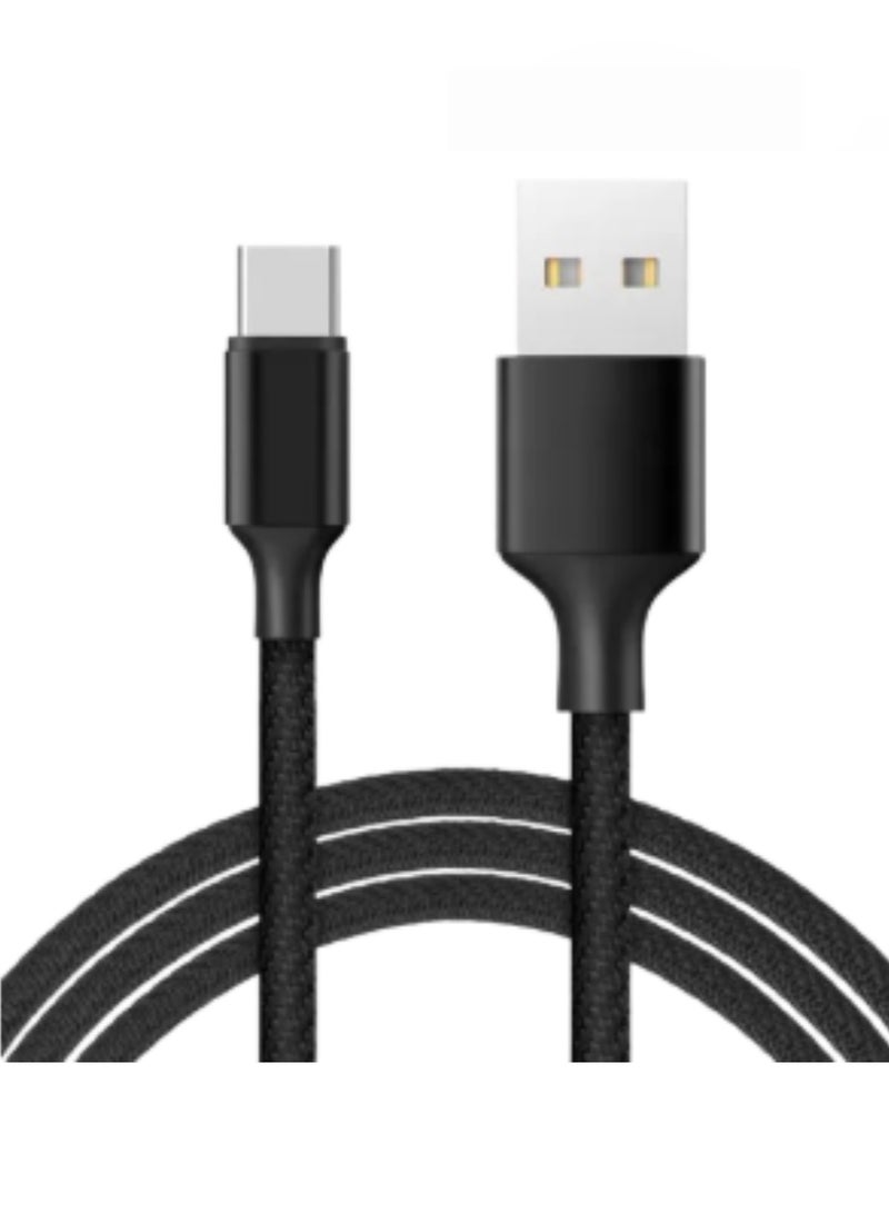 PowerMax Powerboost USB-C to USB-A Data Cable, Premium Braided, 1000 MM, Black – Compatible with Samsung Galaxy, Laptops, Nintendo Switch, Huawei MateBook X Pro, iPad Mini 6, and more. - Image 1
