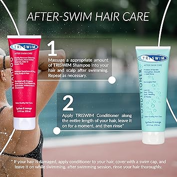 TRISWIM Chlorine Removal Shampoo After Swim Care Moisturising AntiChlorine Vegan Shampoo For Swimmers Removes Green Tint Lychee Mango 250ml - Image 5