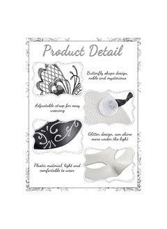 The Bros 2 Pcs Masquerade Masks Set, Venetian Masquerade Mask Set, Lace And Painted Pattern Half Face Dress Up, Party Costume Accessories, Retro Halloween, Couple Mask Carnival, Silver  - Image 2