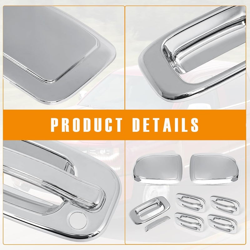 AMSPRAC Chromed Exterior Door Handle Cover Caps & Rear Tailgate Handle Cover & Door Side Rearview Mirror Caps,Exterior Cover Set fit for 1999-2006 Chevrolet Silverado GMC Sierra,12PCS - Image 5