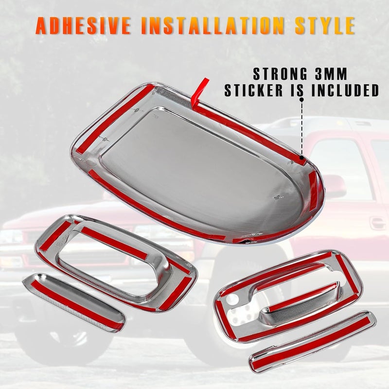AMSPRAC Chromed Exterior Door Handle Cover Caps & Rear Tailgate Handle Cover & Door Side Rearview Mirror Caps,Exterior Cover Set fit for 1999-2006 Chevrolet Silverado GMC Sierra,12PCS - Image 4