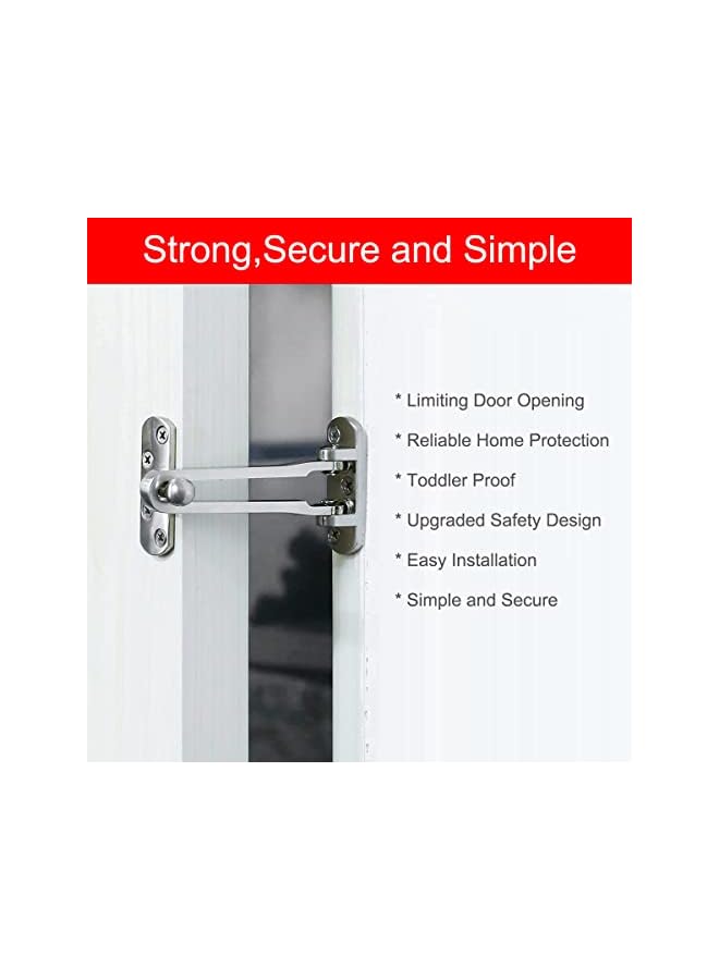 promass Door Lock Latch for Home Security, Swing Bar Door Guard, Front Door Locks Secondary Security Door Latch for Kids Home Hotel Apartment (Silver) - Image 5