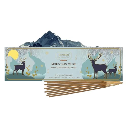 NYASSA Highly Scented Mountain Musk Agarbatti/Incense Sticks - 50g, Earthy Musk Fragrance, Charcoal-Free Agarbatti for Pooja, Meditation, Home Freshness & Perfect for Special Occasions - Image 1