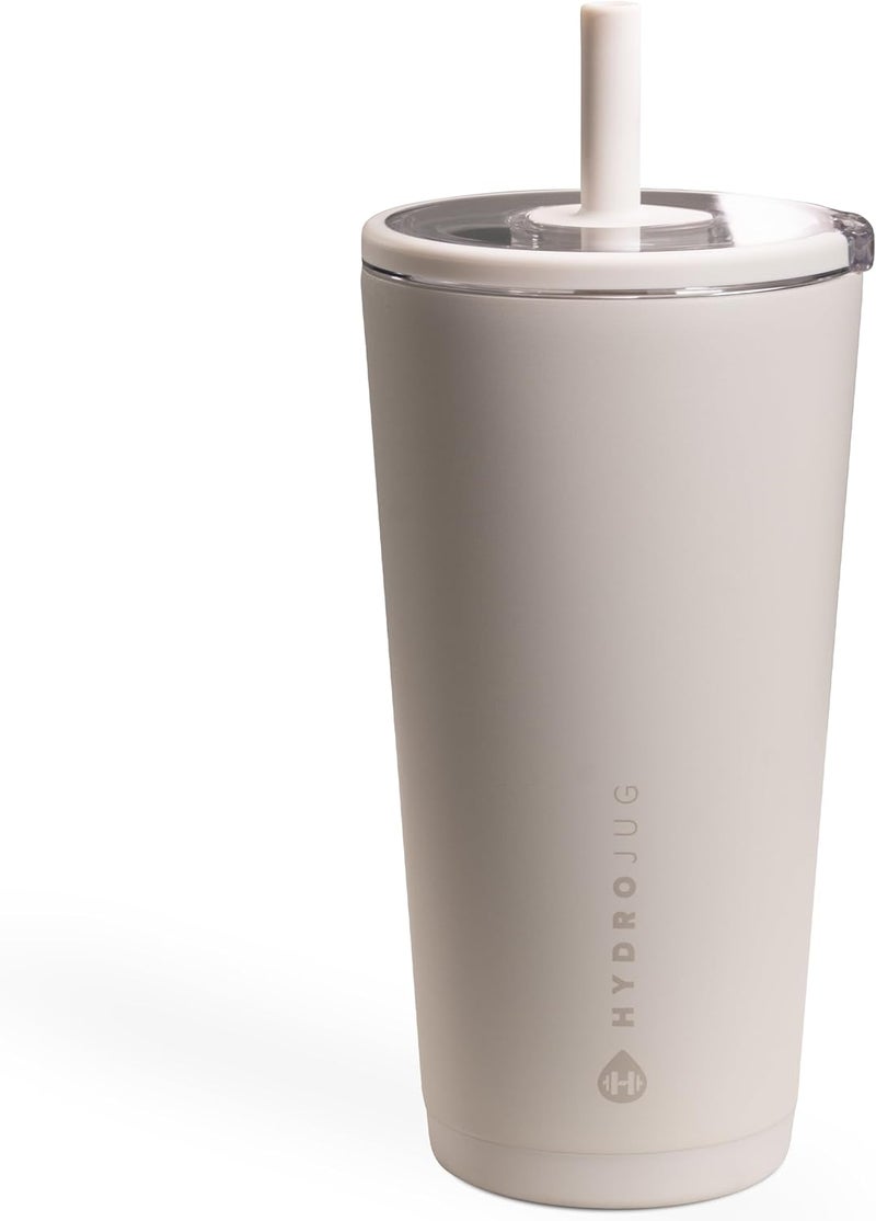 HydroJug Everyday Tumbler 20 oz – Ceramic-Lined Insulated Tumbler with Straw and Soft-Touch Lid, Cup Holder Friendly, Double-Wall Vacuum Insulation, Reusable Travel Cup – Linen - Image 1