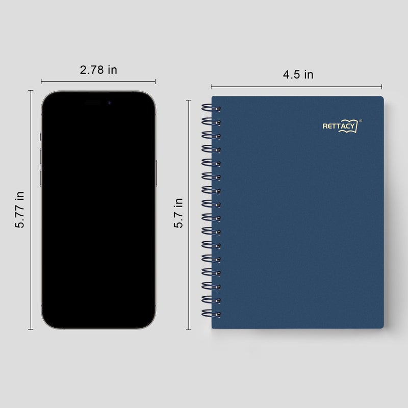 RETTACY Pocket Journal Notebook, 160 Lined Pages, A6 Mini Small Size (4.5" Ã— 5.7"), for Work, Journaling, Writing, 100 GSM Thick Paper, Spiral-bound, Flexible Plastic Cover (Navy Blue) - Image 3