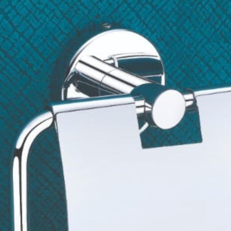 RAIZEN Raizen Toilet Paper Holder Tissue Paper Holder with Flap Bathroom Accessories Stainless Steel Toilet Roll Holder Toilet Tissue Paper Roll Holder Chrome Finish Pack of 1  - Image 4
