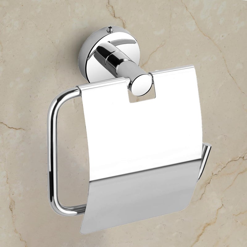RAIZEN Raizen Toilet Paper Holder Tissue Paper Holder with Flap Bathroom Accessories Stainless Steel Toilet Roll Holder Toilet Tissue Paper Roll Holder Chrome Finish Pack of 1  - Image 5