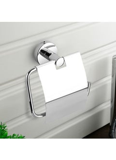 RAIZEN Raizen Toilet Paper Holder Tissue Paper Holder with Flap Bathroom Accessories Stainless Steel Toilet Roll Holder Toilet Tissue Paper Roll Holder Chrome Finish Pack of 1  - Image 2