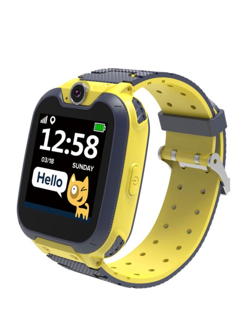 Kids Smart Watch for Boys and Girls, Kids' Watches with Games, 1.54-inch HD Touch Screen Smartwatch for Children with SOS Call Camera Music Player Game Alarm (Yellow)  - Image 1